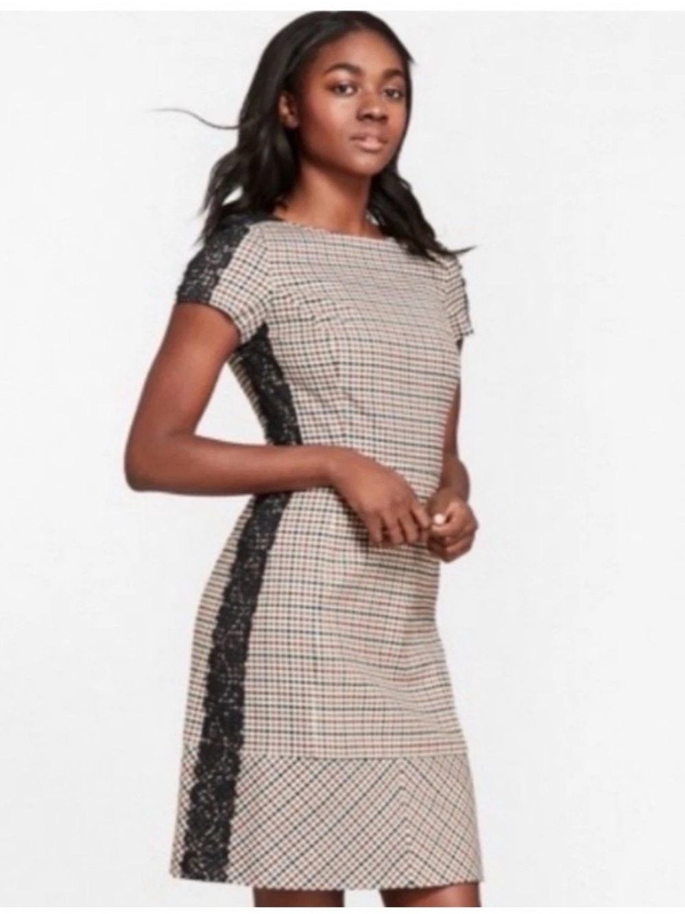 Brooks Brothers Red Fleece Plaid Lace Sheath Dress 12